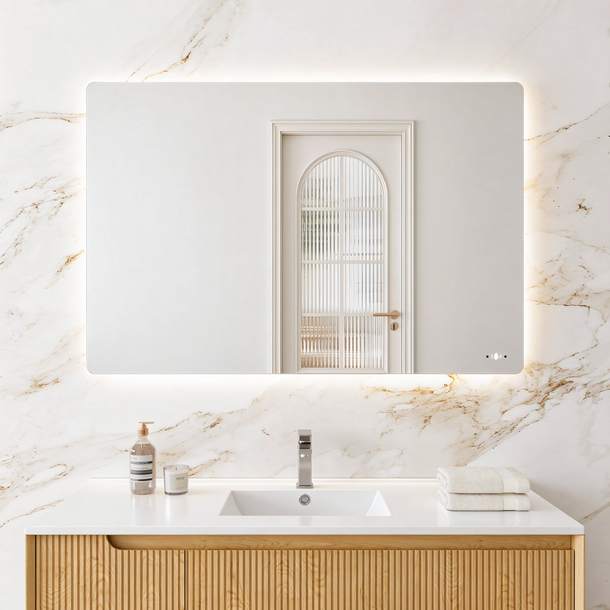 Rectangular LED Backlit Bathroom Mirror Pencil Edge 750-1200mm