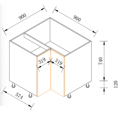 Kitchen Floor  Corner Cabinet 800/900mm BLS-8080-BOX/BLS-9090-BOX