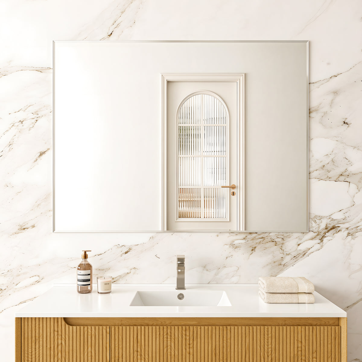 Jasper Rectangular Frameless Bevel Edge Plain Mirror 450-1500mm