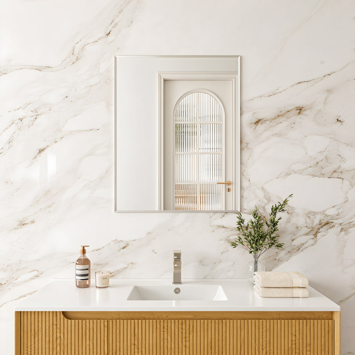 Jasper Rectangular Frameless Bevel Edge Plain Mirror 450-1500mm
