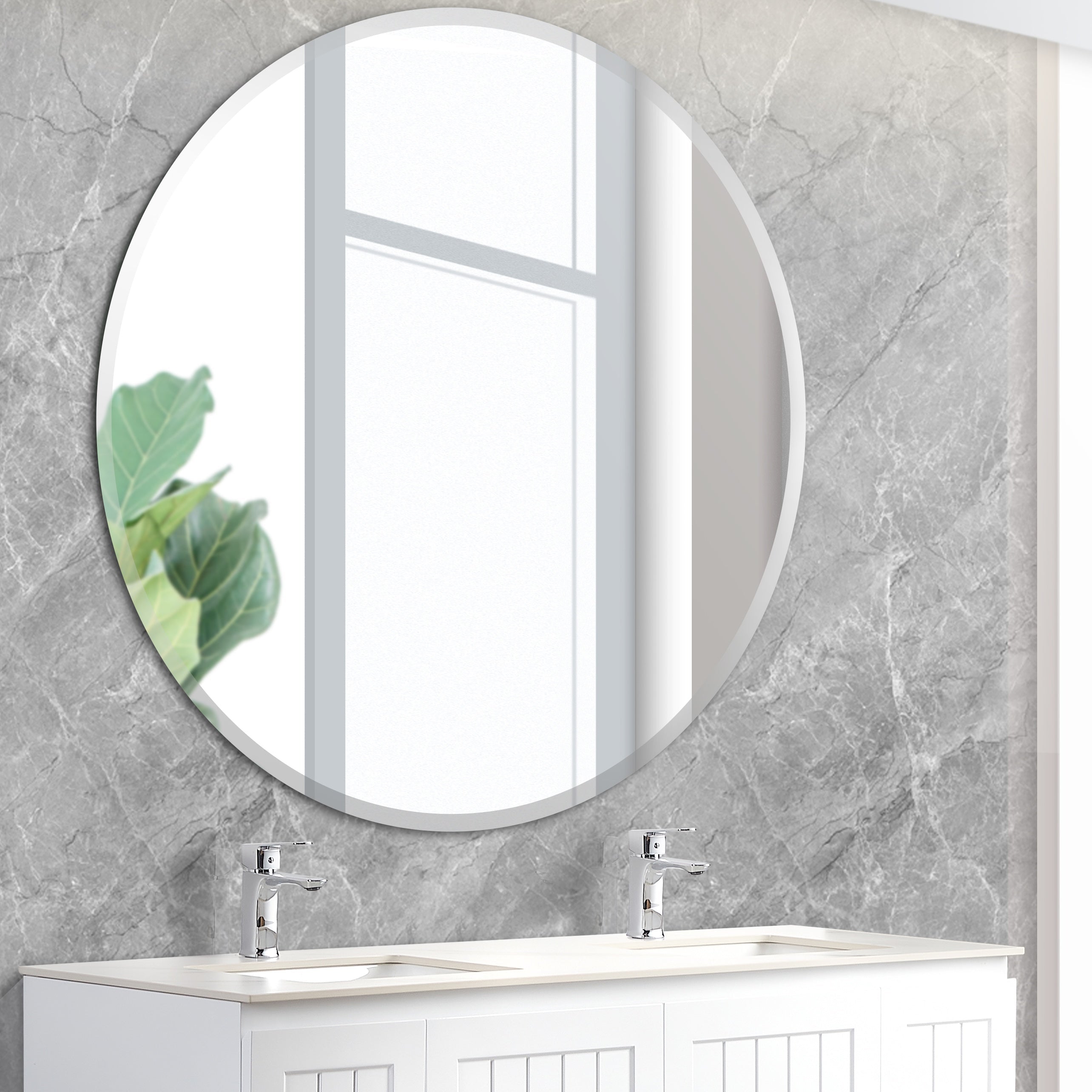 500×500mm Round Beveled Edge Bathroom Mirror – Plain Wall Mounted