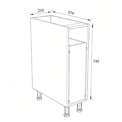 Standing 3-Tier Spice Rack Cabinet 200mm/250mm
