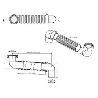 Universal Flexible Bath Waste Connector