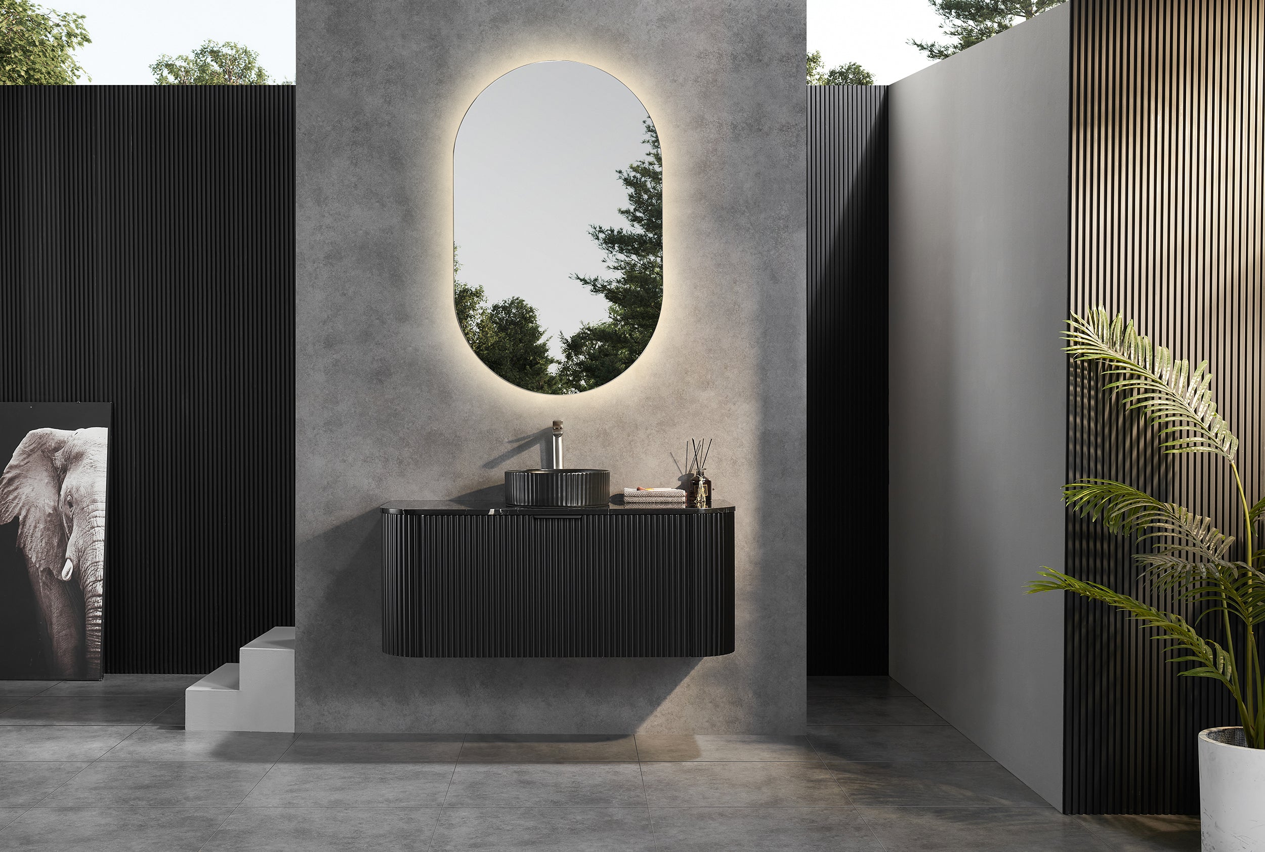 Solea Wall Hung Fluted Curved Vanity with Soft Closing Drawers 1190-1790mm