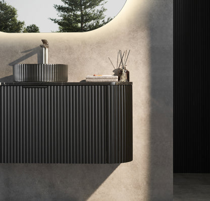 Solea Wall Hung Fluted Curved Vanity with Soft Closing Drawers 1190-1790mm