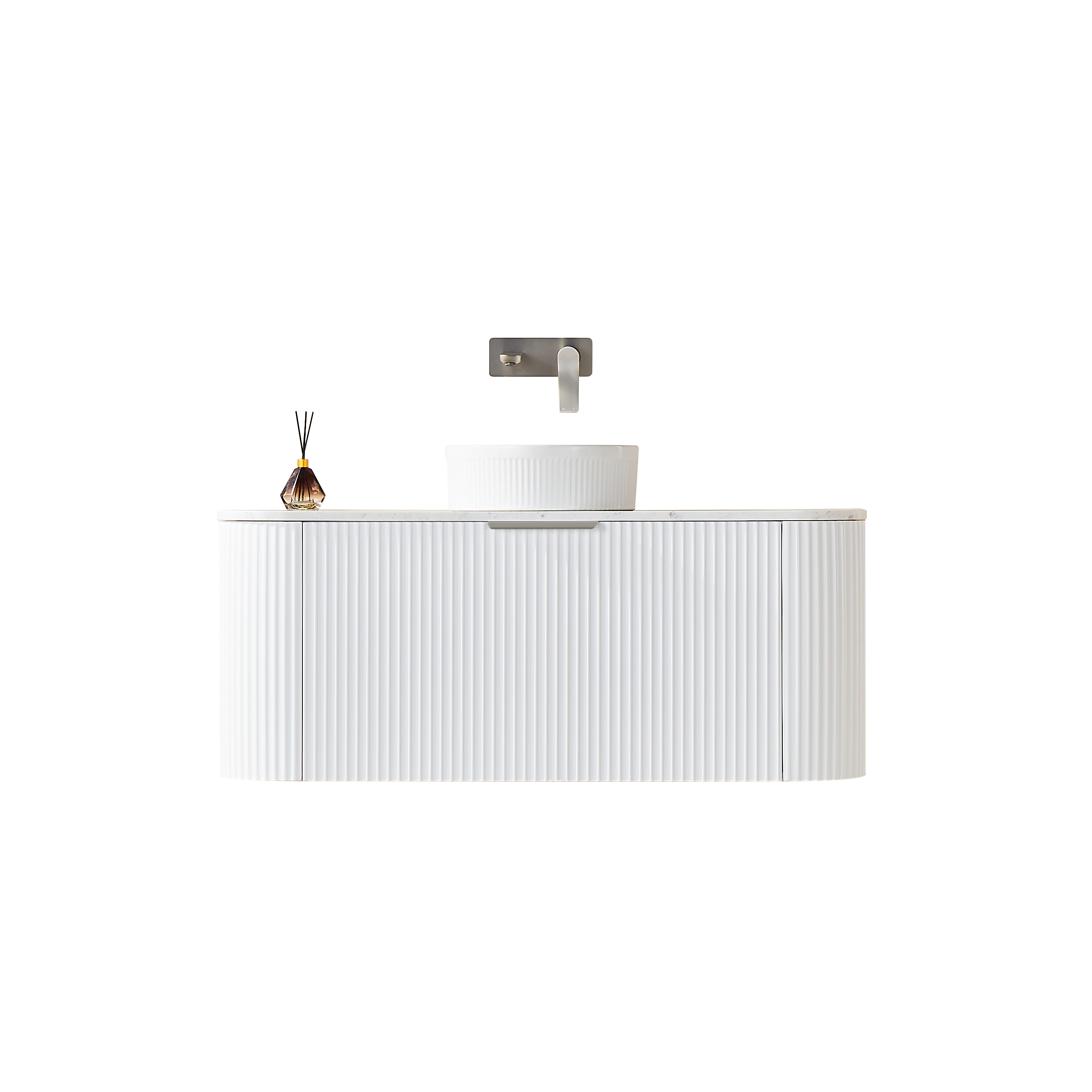 Solea Wall Hung Fluted Curved Vanity with Soft Closing Drawers 1190-1790mm