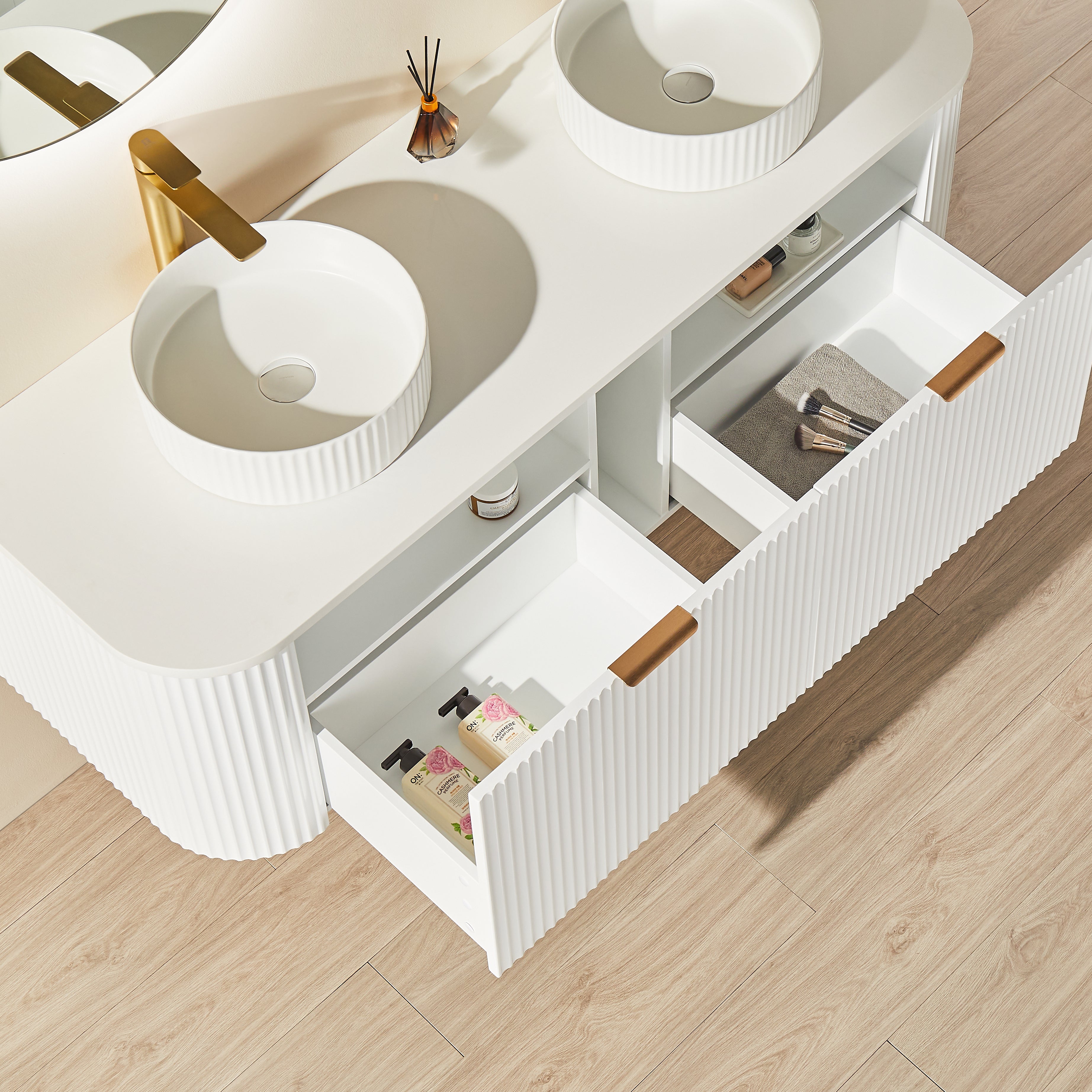 Solea Wall Hung PVC Cabinet with soft closing drawer 1200-1800mm