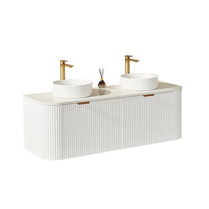 Solea Wall Hung Fluted Curved Vanity with Soft Closing Drawers 1190-1790mm