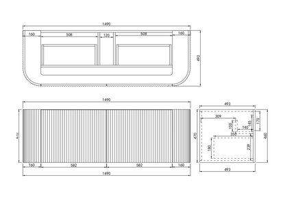 CETO AVALON Wall Hung PVC Cabinet Curve Edge 1200/1500/1800 CA1200W/CA1500W/CA1800W-MW/-MB