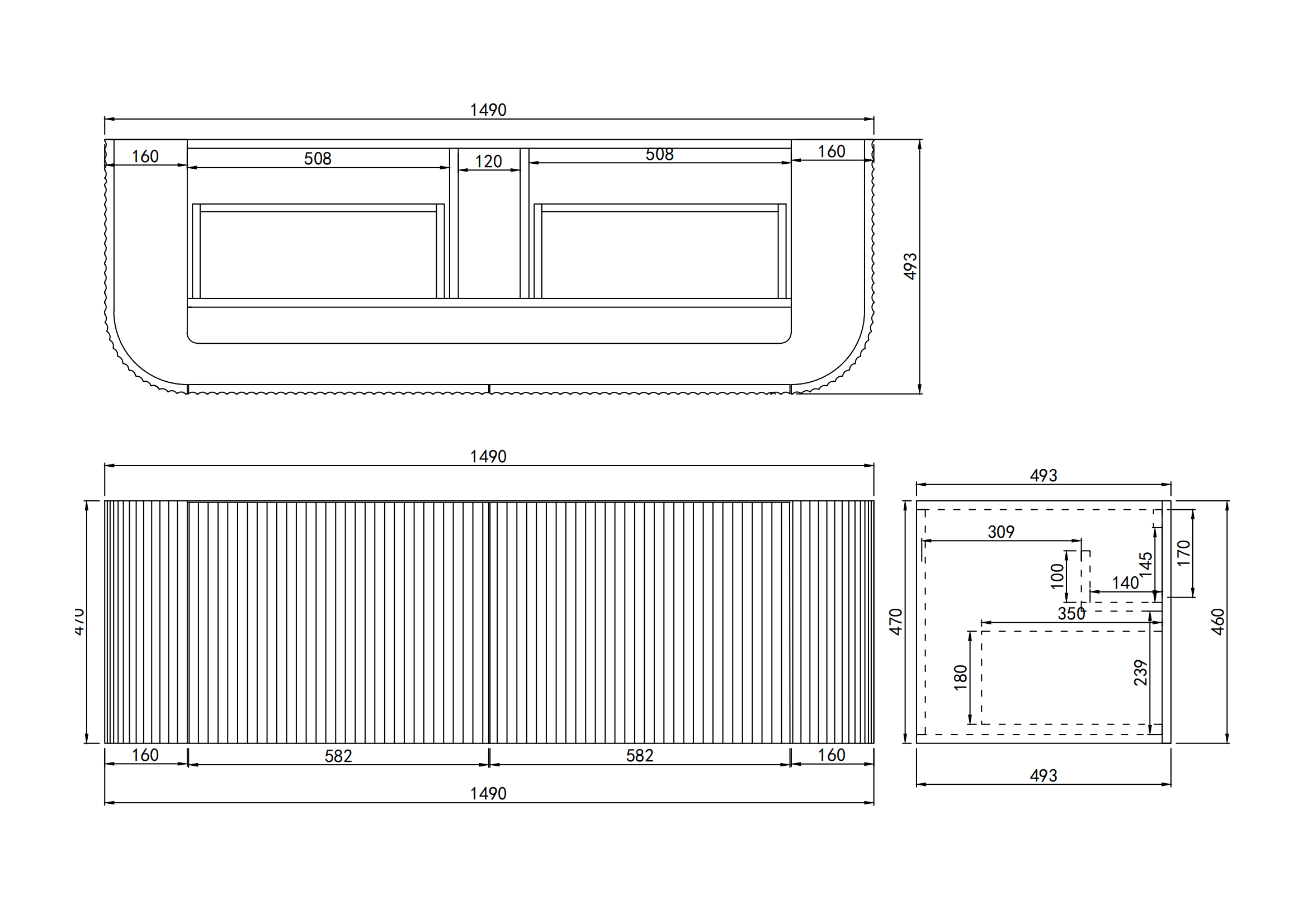 Solea Wall Hung PVC Cabinet with soft closing drawer 1200-1800mm