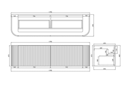 CETO AVALON Wall Hung PVC Cabinet Curve Edge 1200/1500/1800 CA1200W/CA1500W/CA1800W-MW/-MB