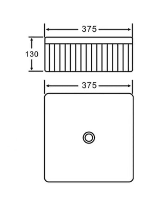 VITO Athena Fluted Square Premium Ceramic Above-Counter Basin 375*375*130mm