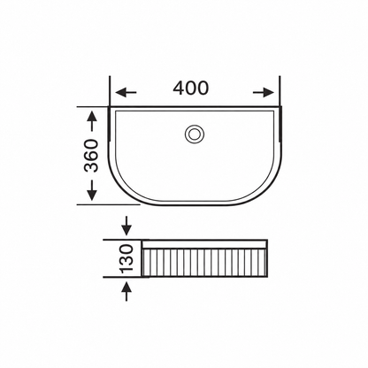 Floe Ribbed Arch Console Basin 400*360*130mm