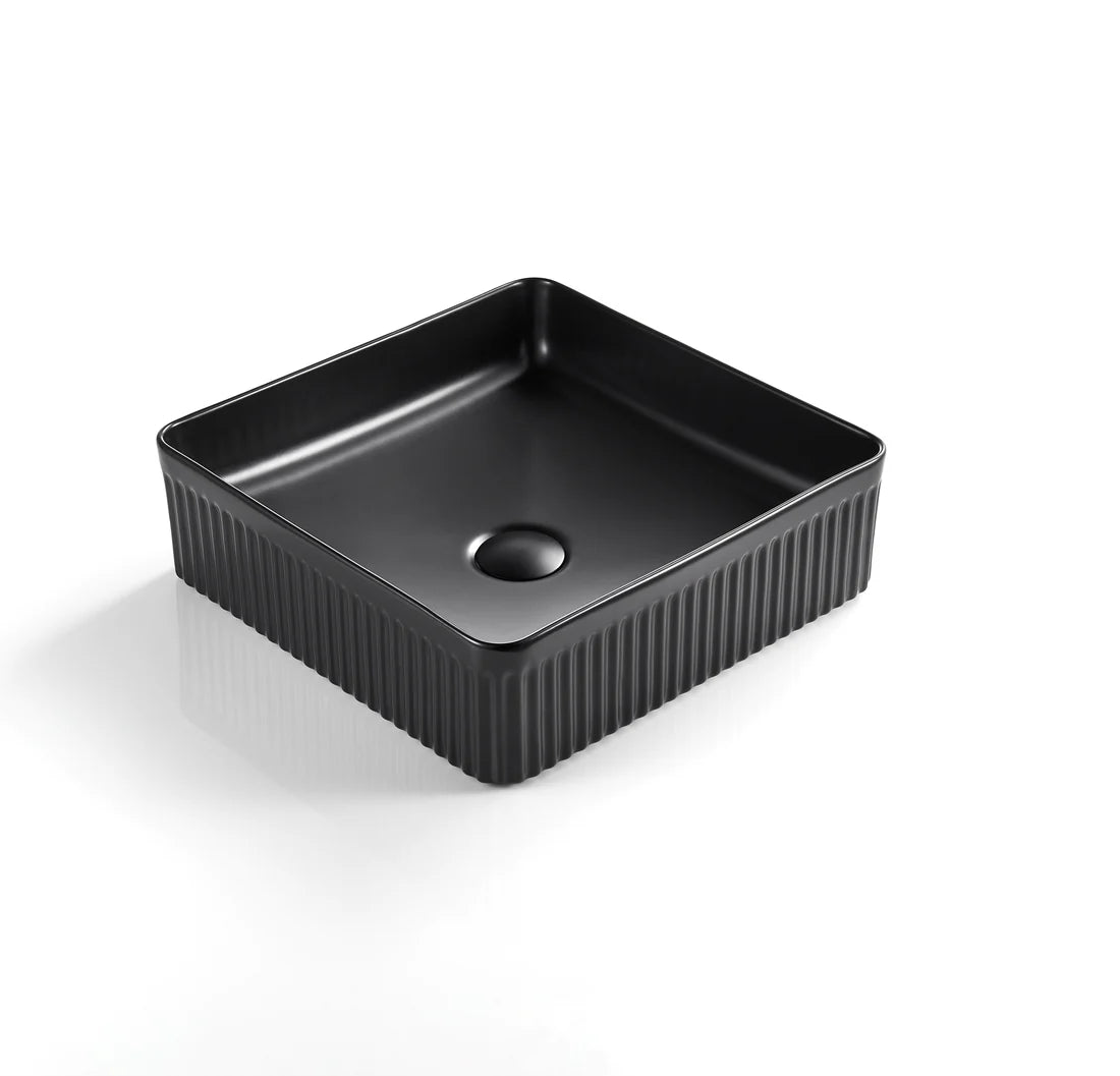 VITO Athena Fluted Square Premium Ceramic Above-Counter Basin 400*400*130mm