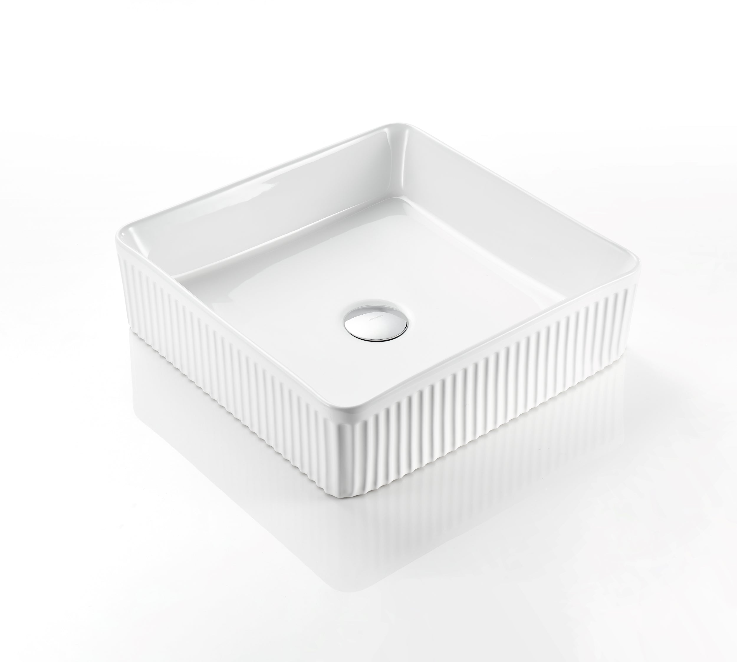 VITO Athena Fluted Square Premium Ceramic Above-Counter Basin 415*415*120mm