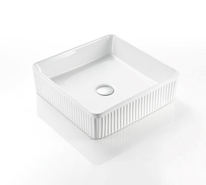 VITO Athena Fluted Square Premium Ceramic Above-Counter Basin 415*415*120mm