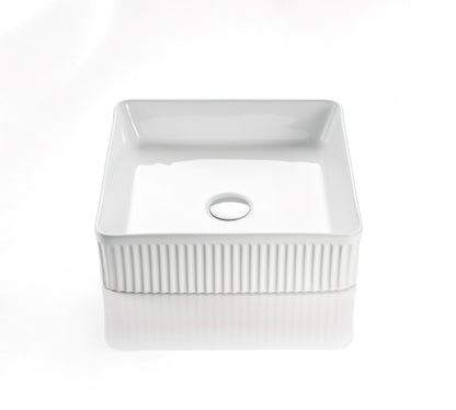 VITO Athena Fluted Square Premium Ceramic Above-Counter Basin 415*415*120mm