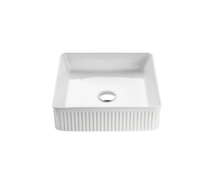 VITO Athena Fluted Square Premium Ceramic Above-Counter Basin 400*400*130mm
