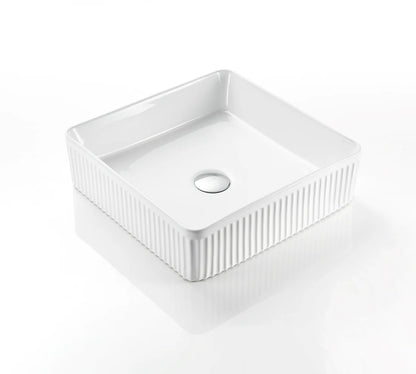 VITO Athena Fluted Square Premium Ceramic Above-Counter Basin 400*400*130mm