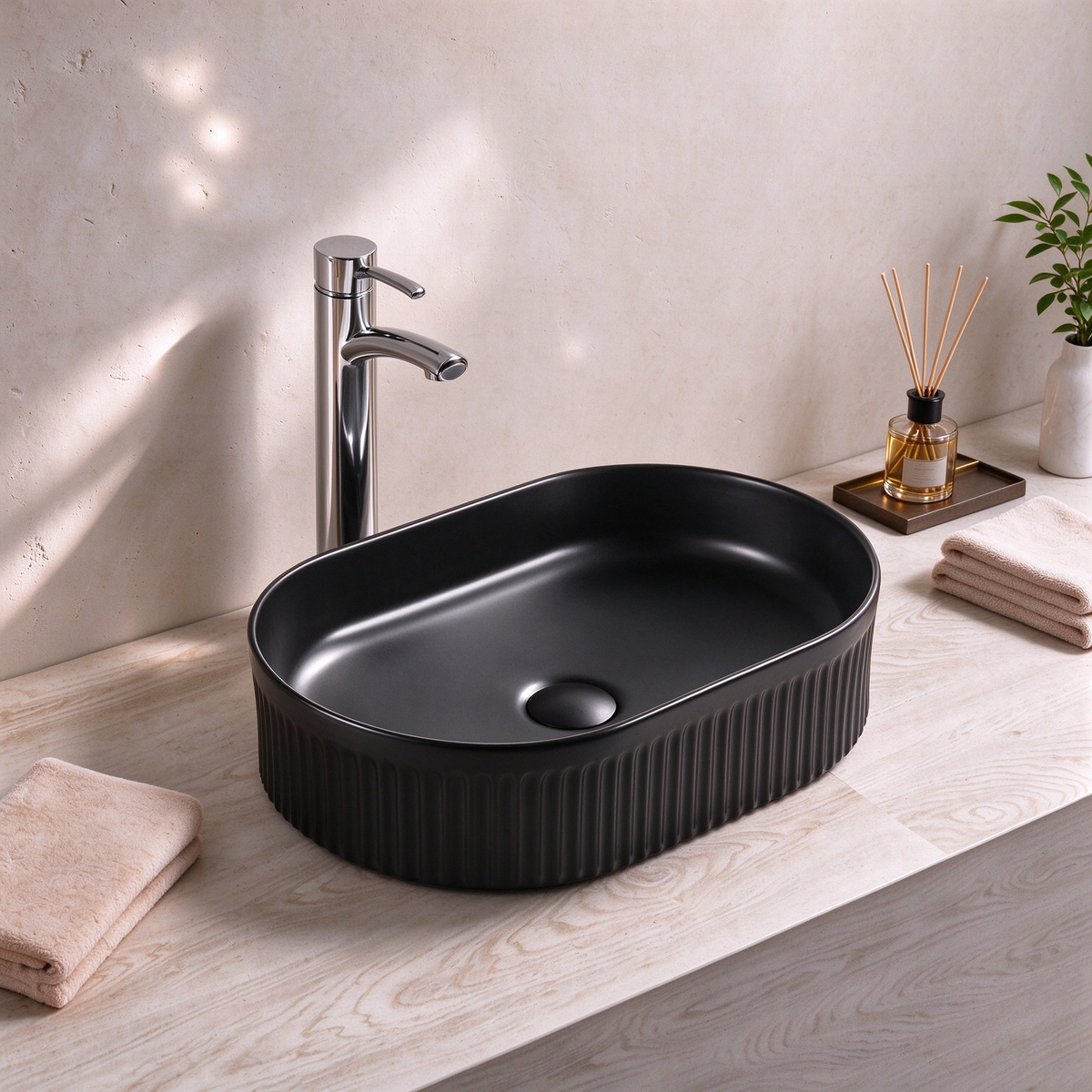 Flow Ribbed Arch Console Basin 490*310*130mm