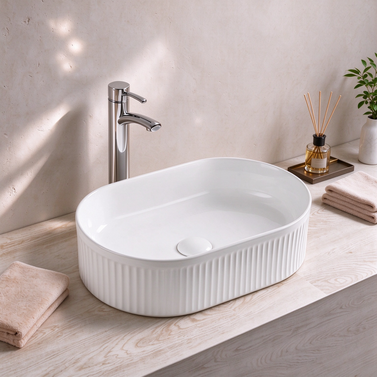 Flow Ribbed Arch Console Basin 490*310*130mm