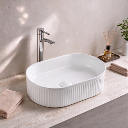 Fluo Ribbed Arch Console Basin 590*370*100mm