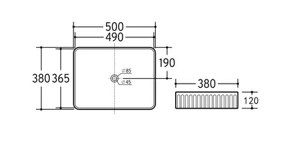 VITO Athena Fluted Oval Premium Ceramic Above-Counter Basin 590*370*100mm