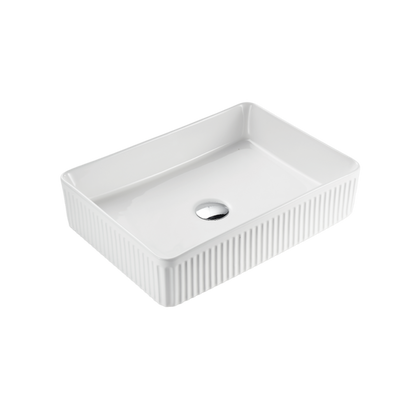 VITO Athena Fluted Rectangular Premium Ceramic Above-Counter Basin 500*380*120mm