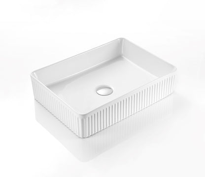 VITO Athena Fluted Rectangular Premium Ceramic Above-Counter Basin 500*380*120mm