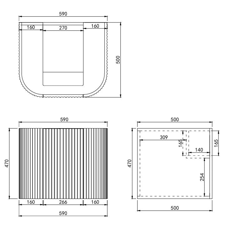 Ceto AVALON Wall Hung PVC Cabinet Matte White Curve Edge Size:590*493*470mm