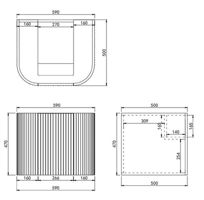 Ceto AVALON Wall Hung PVC Cabinet Matte White Curve Edge Size:590*493*470mm