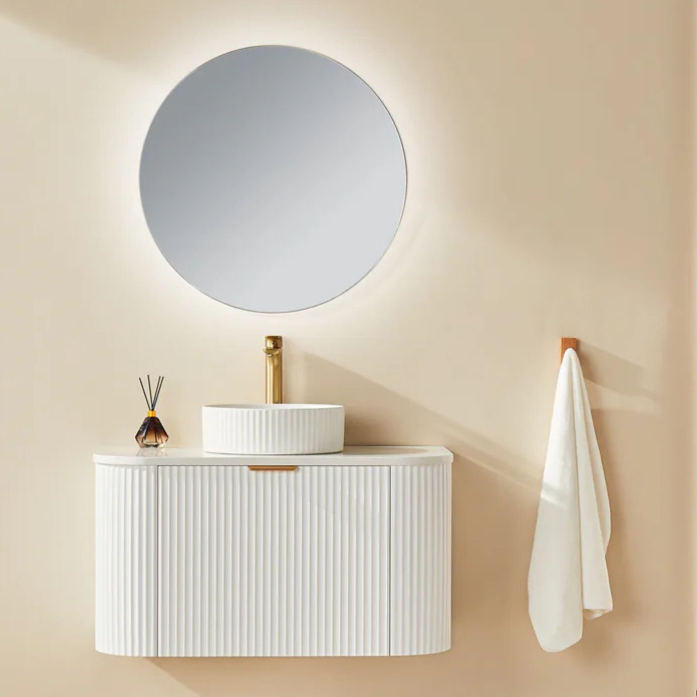 Ceto AVALON Wall Hung PVC Cabinet Matte White Curve Edge Size:590*493*470mm