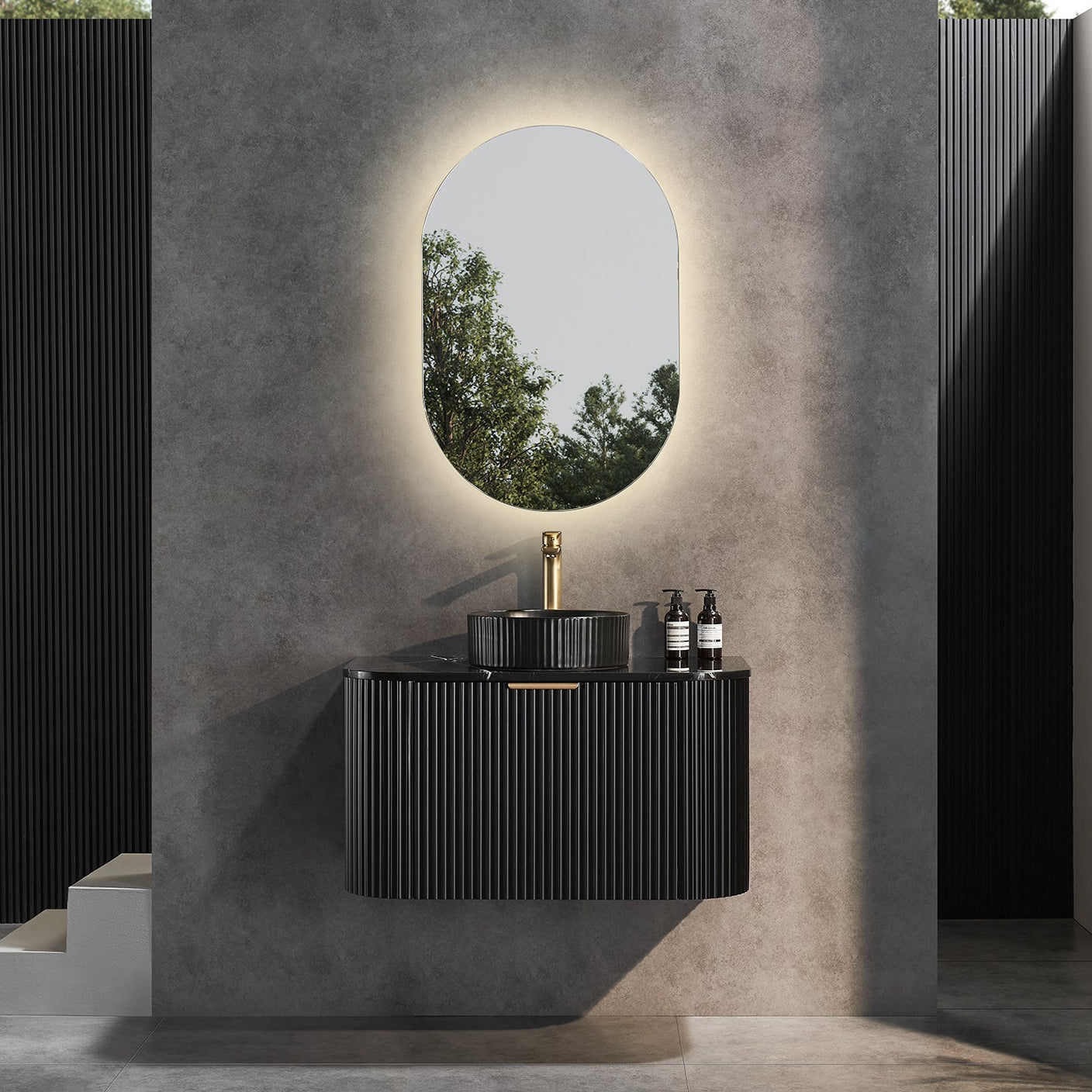 Arcadia Standard Wall-Mounted  Vanity 890*493*470mm Matte Black