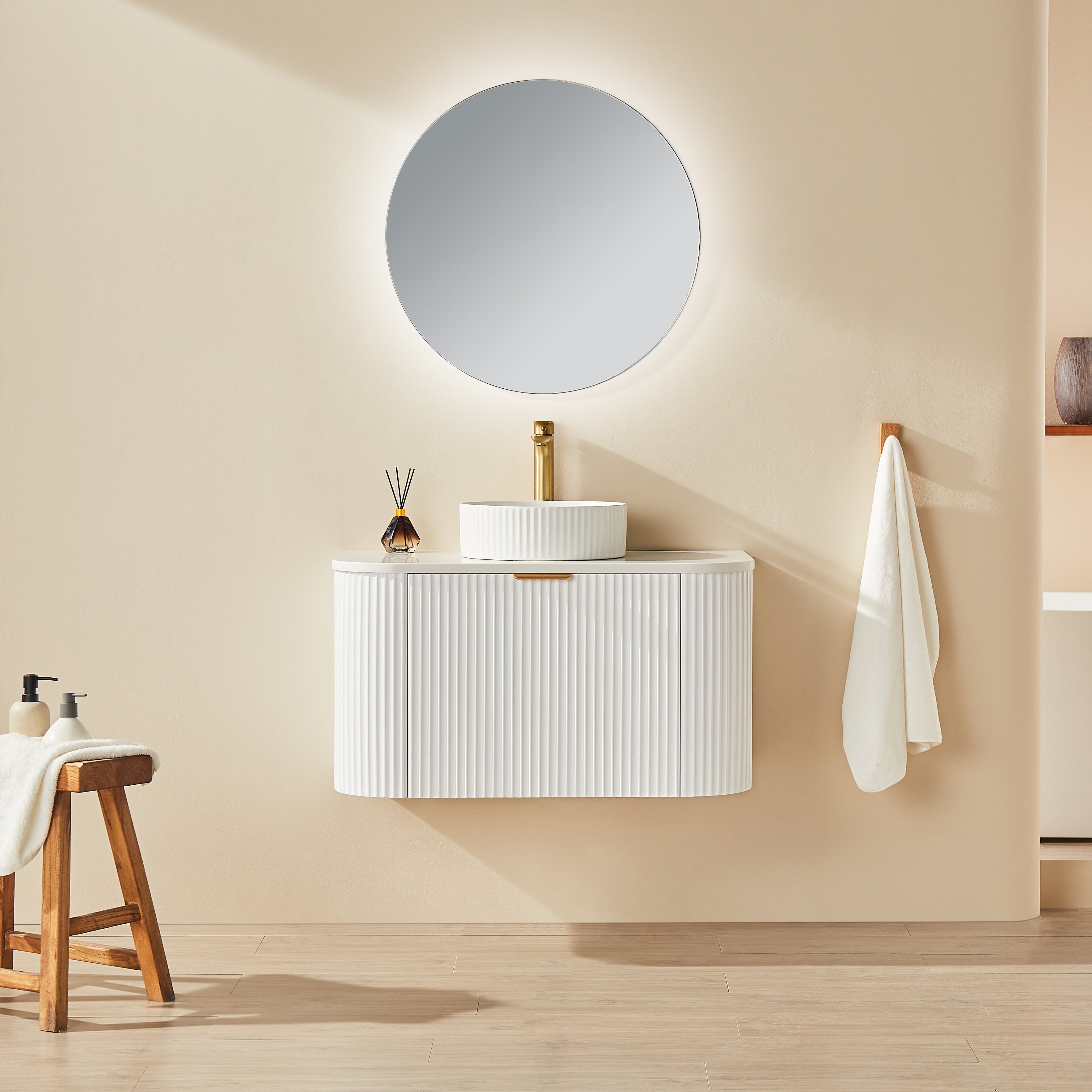 Elara Wall Hung PVC Cabinet with soft closing door Matte White 740*493*470mm