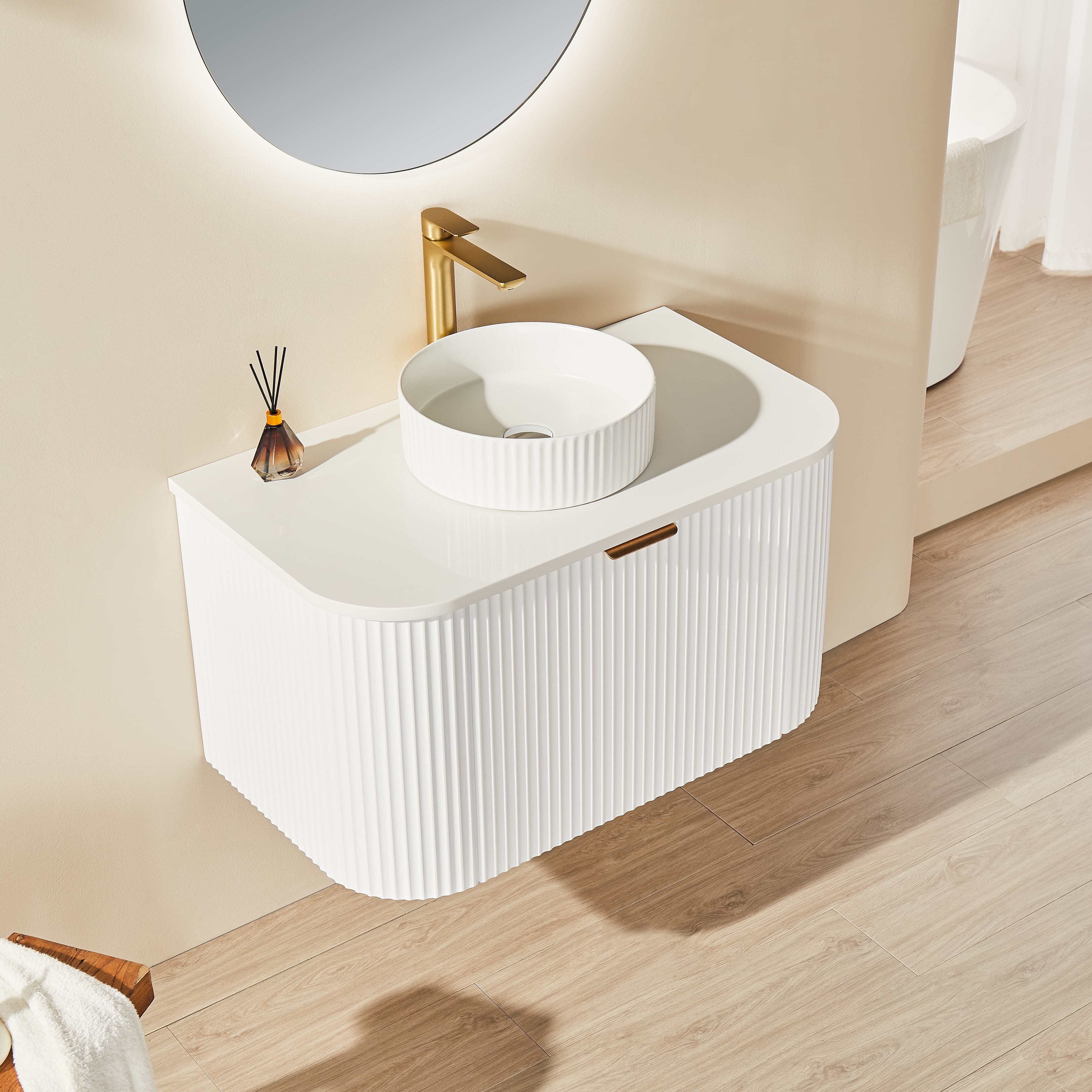 Elara Wall Hung PVC Cabinet with soft closing door Matte White 740*493*470mm