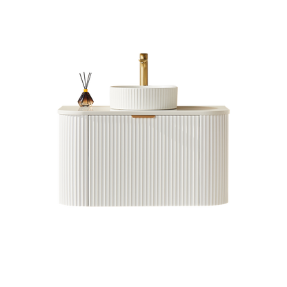 Ceto AVALON Wall Hung PVC Cabinet Matte White Curve Edge Size:590*493*470mm
