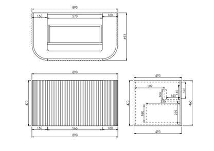 CETO AVALON Wall Hung PVC Cabinet Curve Edge 600/750/900 CA600W/CA750W/CA900W-MW/-MB