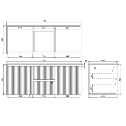 Wyrewood Wall-Mounted Vanity 1210*455*480/1490*455*480mm