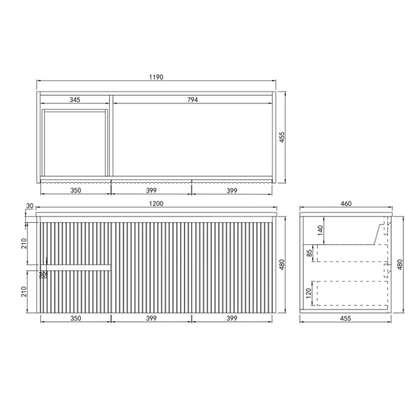 Wyrewood Wall-Mounted Vanity 590-1190mm