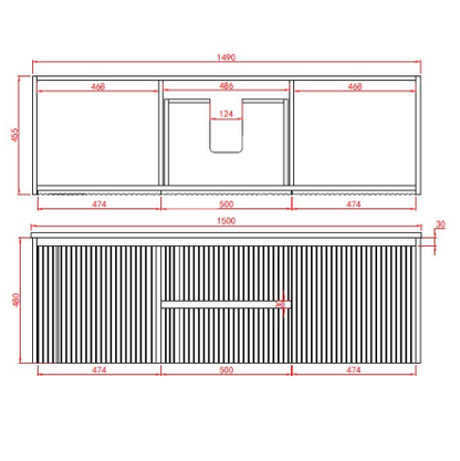 Wyrewood Wall-Mounted Vanity 1210*455*480/1490*455*480mm