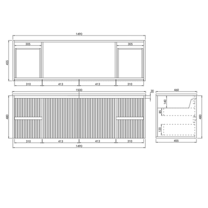 Wyrewood Wall-Mounted Vanity 1210*455*480/1490*455*480mm