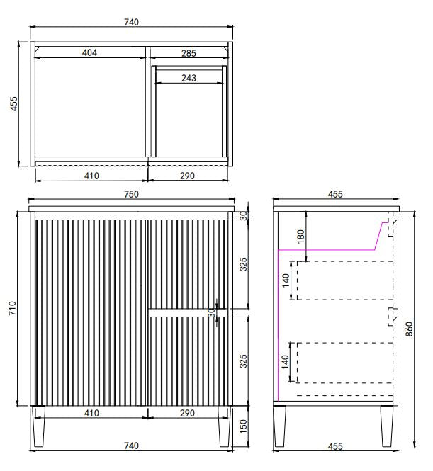 Brighton Whisper Close Vanity 600/750/900mm