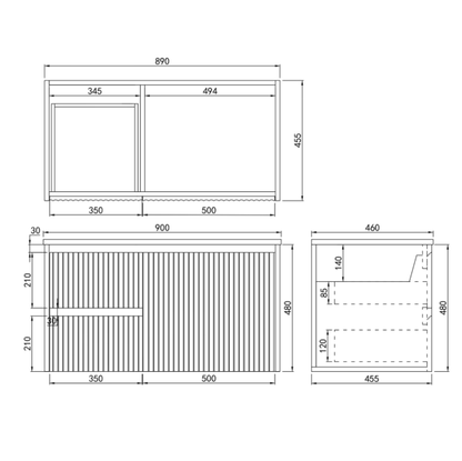 Wyrewood Wall-Mounted Vanity 590-1190mm