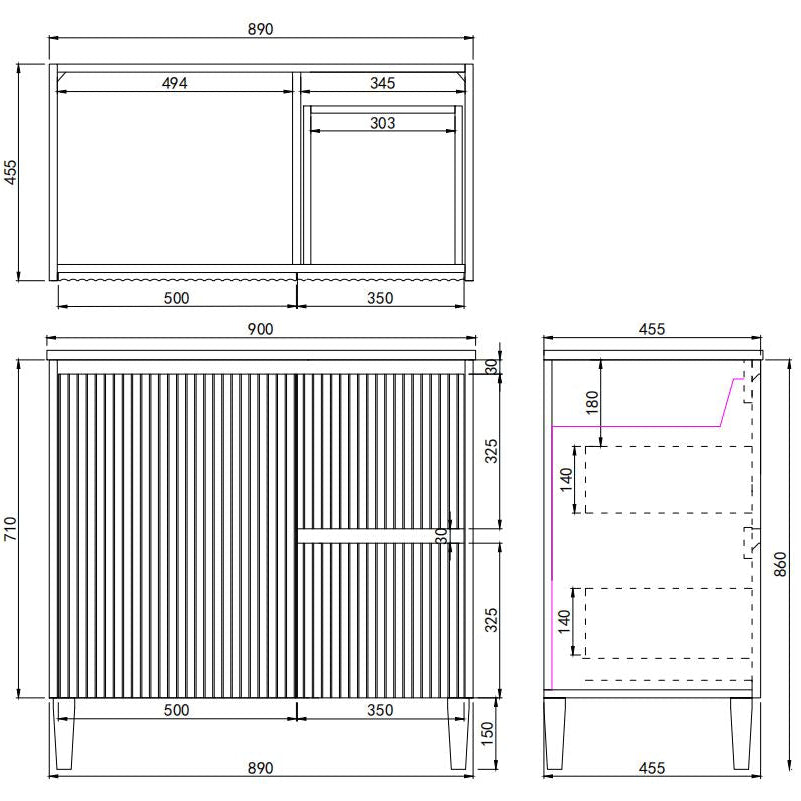 Brighton Floor Vanity 900*460*880mm Matte Black