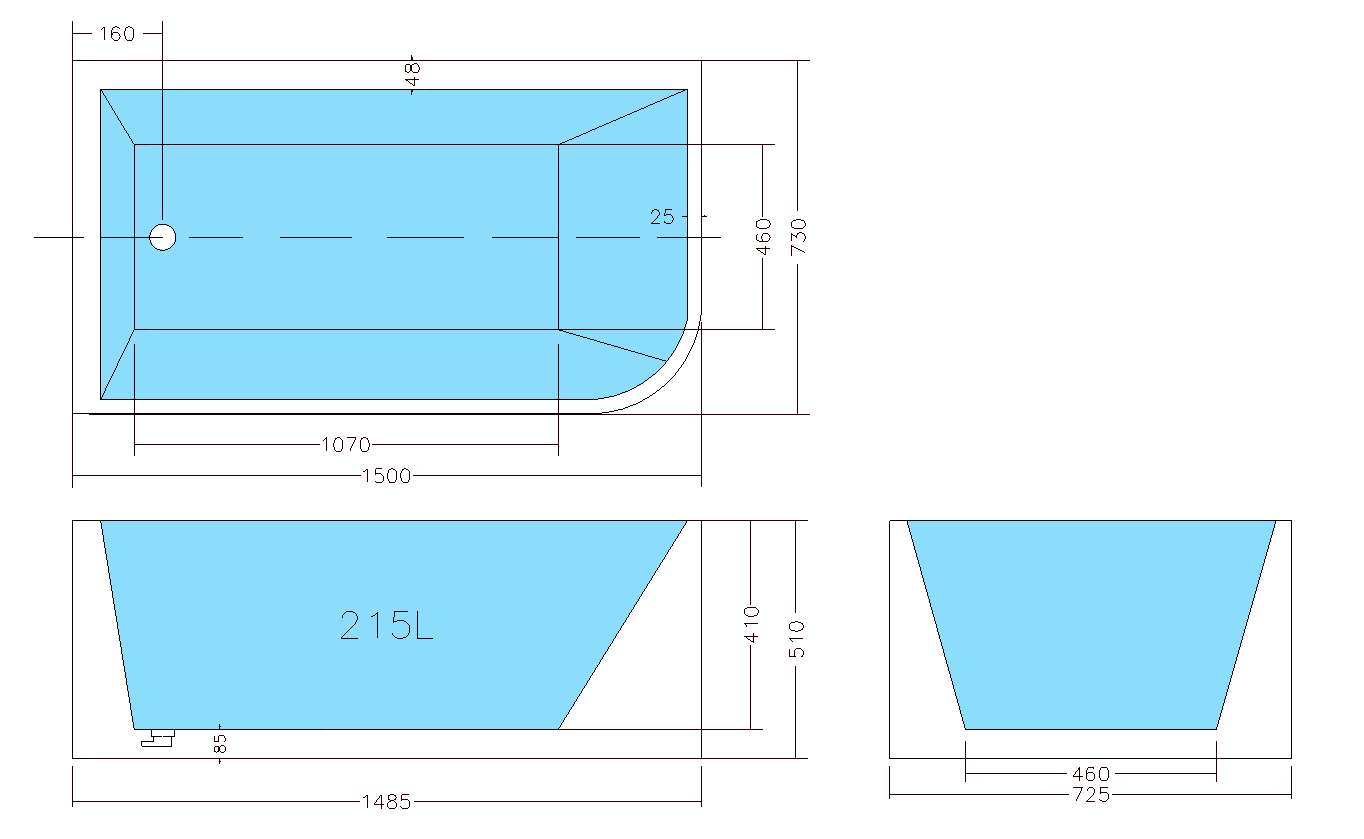 Madria Left Corner Bath 1300-1700mm