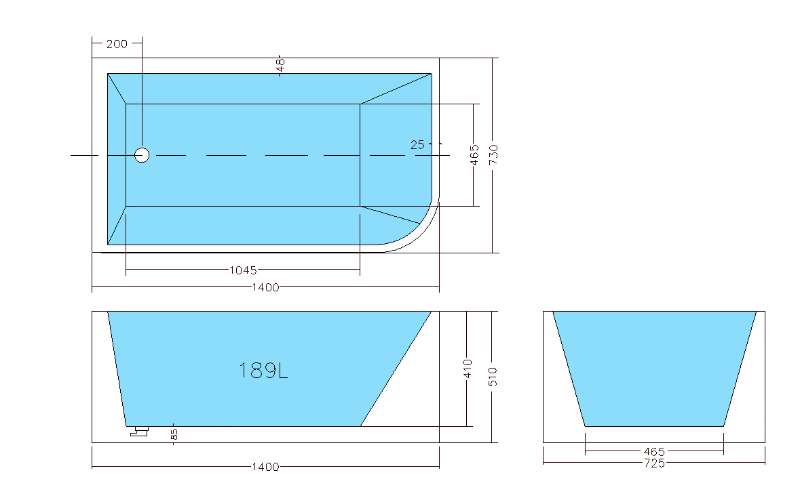 Madria Left Corner Bath 1300-1700mm