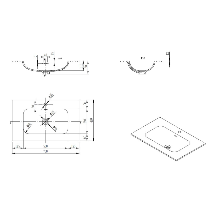 SOLID SURFACE TOP 600-1800mm