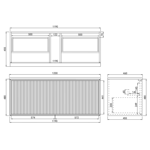 Driftwood Wall-Mounted Vanity 590-1490mm