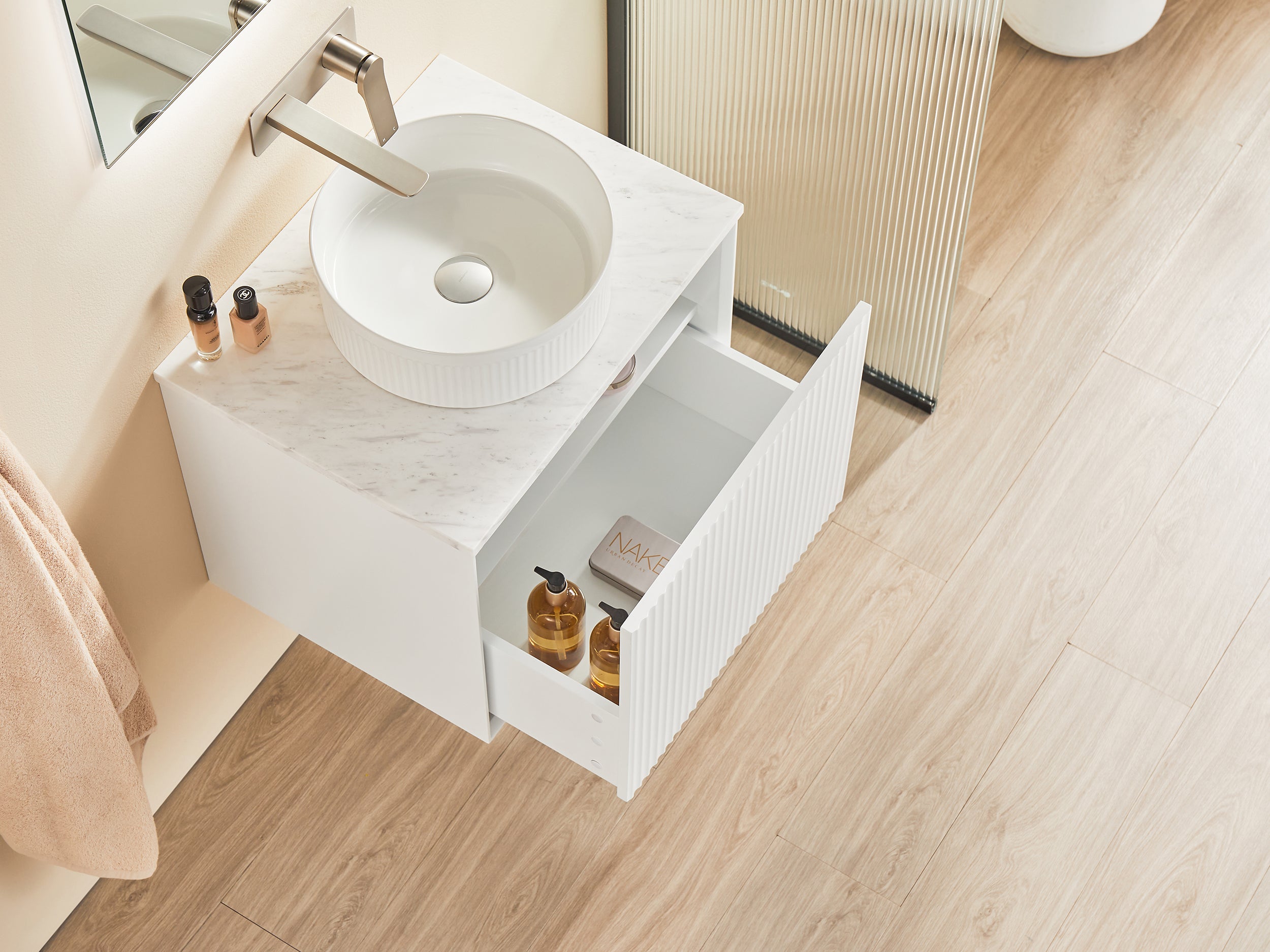 Ceto Kirribilli 600*460*500mm PVC Wall hung push open drawer vanity