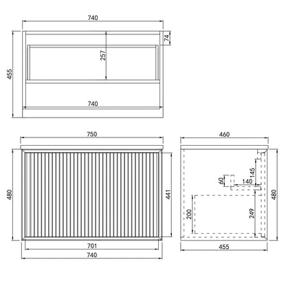 Driftwood Wall-Mounted Vanity 590-1490mm